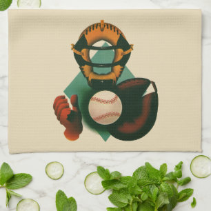 Vintage Sport Baseballspieler, Fänger mit Handschu Handtuch