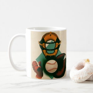 Vintage-Sport Baseballspieler, Fänger mit Handschu Tasse