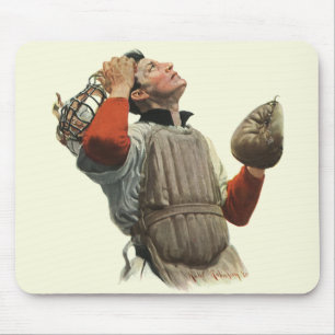 Vintage-Sport Baseballspieler, Fänger schaut nach Mousepad