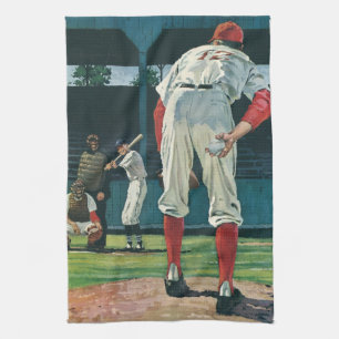 Vintage-Sport Baseballspieler Pitcher auf dem Moun Geschirrtuch