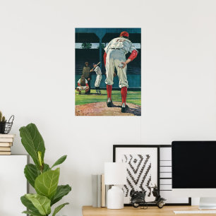 Vintage-Sport Baseballspieler Pitcher auf dem Moun Poster