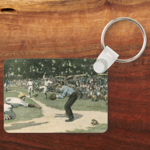 Vintage-Sport, Baseballspieler rutscht ins Heim Schlüsselanhänger