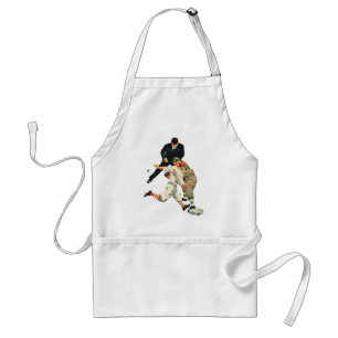Vintage-Sport Baseballspieler sicher auf der Home  Schürze