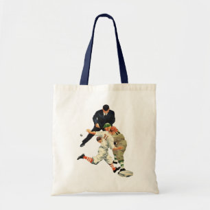 Vintage-Sport Baseballspieler sicher auf der Home  Tragetasche
