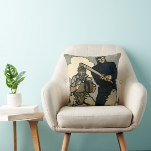 Vintage-Sport-Baseballspieler, stilisierte Kunst Kissen