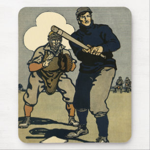 Vintage-Sport Baseballspieler, stilisierte Kunst Mousepad