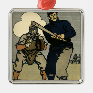 Vintage-Sport Baseballspieler, stilisierte Kunst Ornament Aus Metall