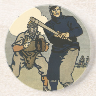 Vintage-Sport Baseballspieler, stilisierte Kunst Sandstein Untersetzer