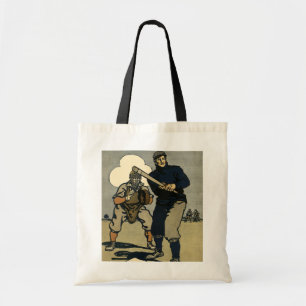 Vintage-Sport Baseballspieler, stilisierte Kunst Tragetasche