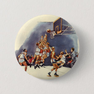 Vintage-Sport Basketball, Spieler in einem Spiel Button