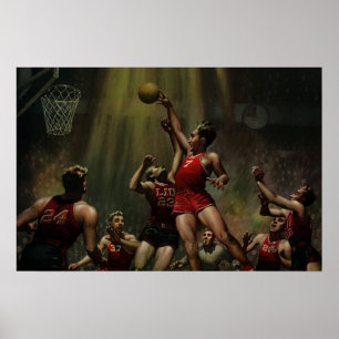 Vintage-Sport Basketball, Spieler in einem Spiel Poster