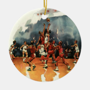 Vintage-Sport-Basketballspiel, Basketballspieler Keramik Ornament