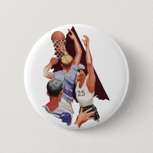 Vintage-Sport, Basketballspieler in einem Spiel Button