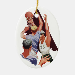 Vintage-Sport, Basketballspieler in einem Spiel Keramikornament