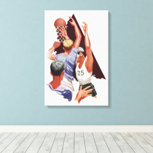 Vintage-Sport, Basketballspieler in einem Spiel Leinwanddruck