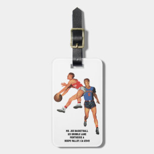 Vintage-Sport, Basketballspieler in einem Spiel Lu Gepäckanhänger