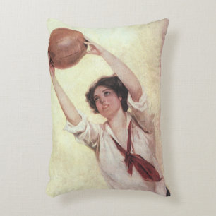 Vintage-Sport, Basketballspielerin mit Ball Dekokissen