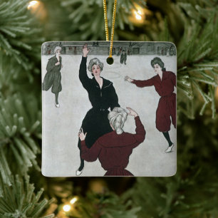 Vintage-Sport, Basketballspielerinnen im Spiel Keramikornament