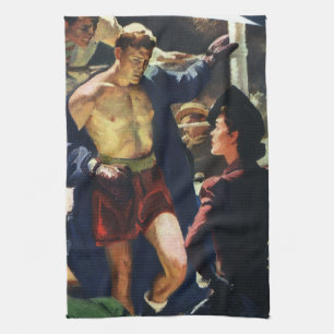 Vintage-Sport-Boxen, Boxer verlässt den Ring Geschirrtuch