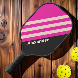 Vintage Sport Bubblegum Streifen mit Namen Pickleball Schläger
