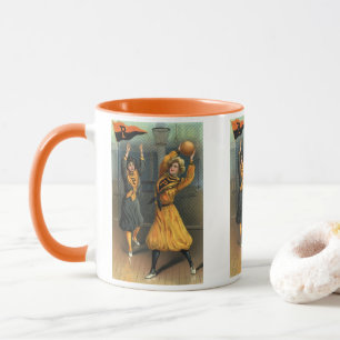 Vintage-Sport, Damen-Basketballteam bei einem Spie Tasse