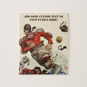 Vintage-Sport-Fußball-Quarterback-Spieler läuft Puzzle