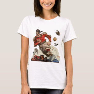 Vintage-Sport-Fußball-Quarterback-Spieler läuft T-Shirt