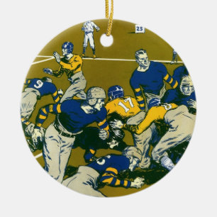 Vintage-Sport-Fußballspiel, Gold- gegen Blaue Mann Keramikornament