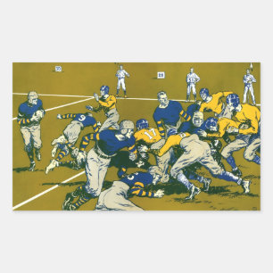 Vintage-Sport-Fußballspiel, Gold- gegen Blaue Mann Rechteckiger Aufkleber