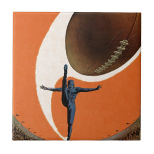 Vintage-Sport, Fußballspieler, der den Ball tritt Fliese