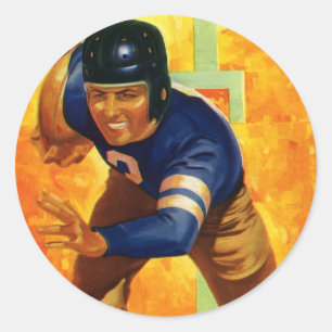 Vintage-Sport-Fußballspieler-Quarterback-Lauf Runder Aufkleber