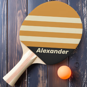 Vintage Sport Golden Horizon Streifen mit Namen Tischtennis Schläger
