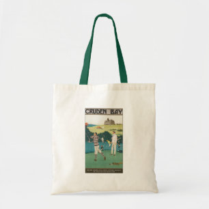 Vintage-Sport Golf in Schottland, Golfer beim Golf Tragetasche