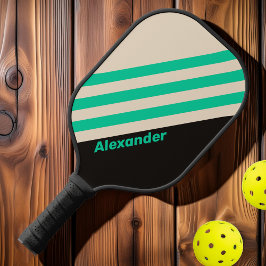 Vintage Sport Mitternacht Minzstreifen mit Namen Pickleball Schläger