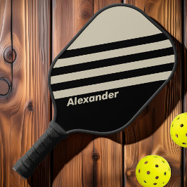 Vintage Sport Mitternacht Streifen mit Namen Pickleball Schläger