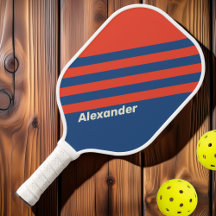 Vintage Sport Red & Blue Streifen mit Namen