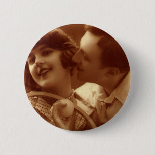 Vintage-Sport Tennis, Liebe und Romantik Button