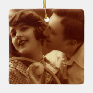 Vintage-Sport Tennis, Liebe und Romantik Keramikornament