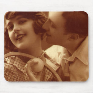 Vintage-Sport Tennis, Liebe und Romantik Mousepad