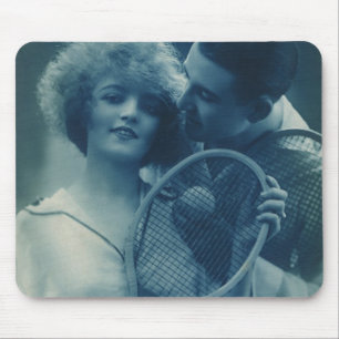Vintage-Sport Tennis, Liebe und Romantik Mousepad