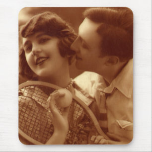 Vintage-Sport Tennis, Liebe und Romantik Mousepad