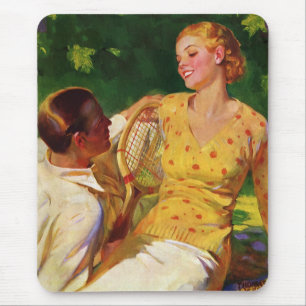 Vintage-Sport Tennis, Liebe und Romantik Mousepad