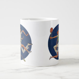 Vintage-Sport, Tennisspieler krachen mit Schlägern Jumbo-Tasse
