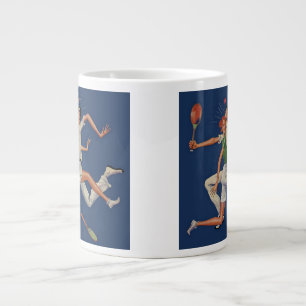 Vintage-Sport, Tennisspieler krachen mit Schlägern Jumbo-Tasse