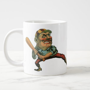 Vintage-Sport, wütender Baseballspieler am Schlag Jumbo-Tasse