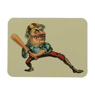 Vintage-Sport, wütender Baseballspieler am Schlag Magnet