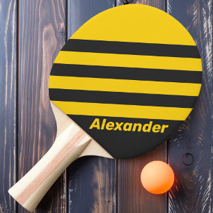 Vintage Sport Yellowjacket Streifen mit Namen Tischtennis Schläger