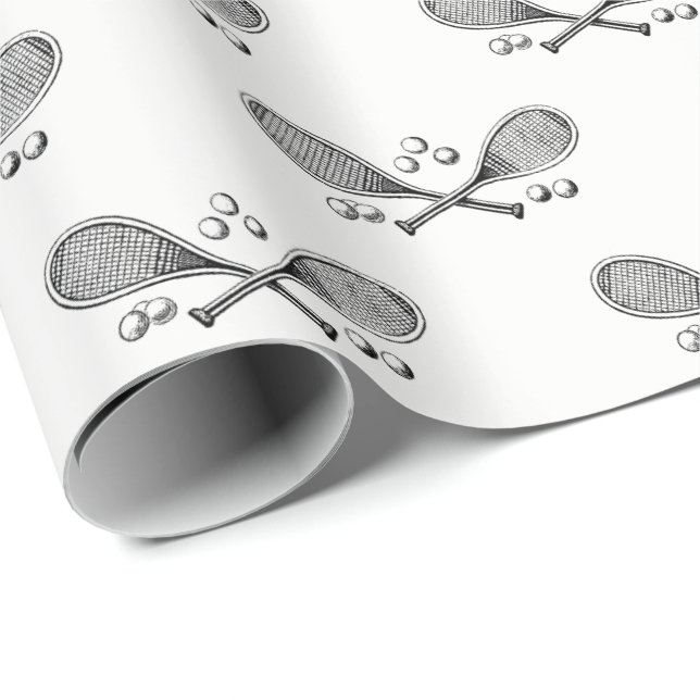Vintage Sportaktivitäten Tennis Racquet Tennis Geschenkpapier (Rolleneckpunkt)