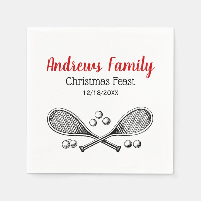 Vintage Sportaktivitäten Tennis Racquet Tennis Serviette (Vorderseite)