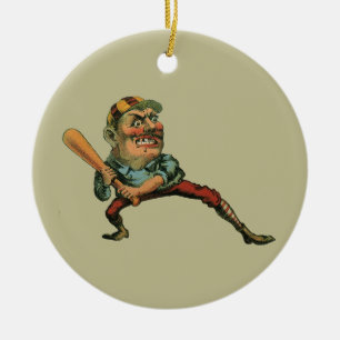 Vintage Sportarten, Angry Baseball Player Batter Keramik Ornament